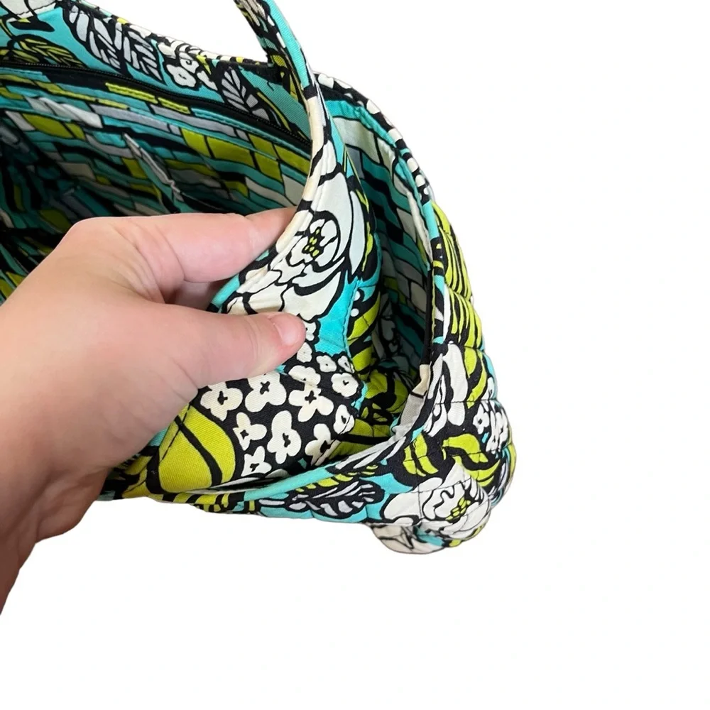Vera Bradley Abby Purse Handbag Bag Satchel Island Blooms Blue Floral Blue Green